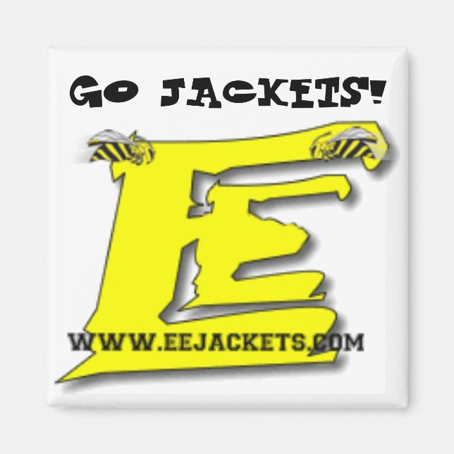 'GO JACKETS!" Magnet with eejackets.com website lo (Front)