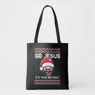 Go Jesus Birthday Team Jesus Christmas Funny Tote Bag
