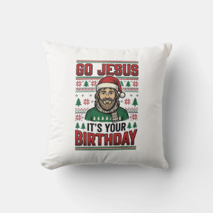 Go Jesus Christmas Birthday Vintage Shirt Throw Pillow