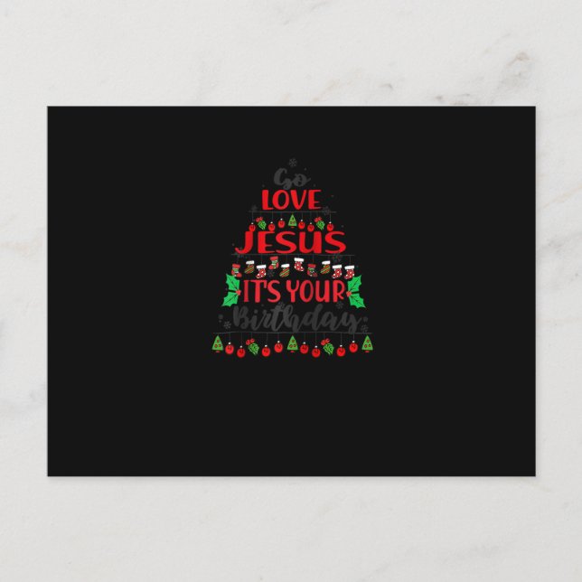 Go Jesus It's Your Birthday Christmas Tree ornamen Postcard (Front)