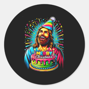 Go Jesus Its Your Birthday Funny Jesus Christmas X Classic Round Sticker