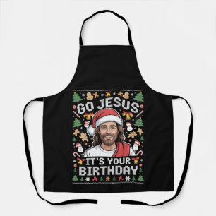 Go Jesus It's Your Birthday Ugly Christmas Sweater Apron