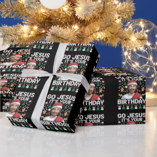 Go Jesus It's Your Birthday Ugly Christmas Sweater Wrapping Paper