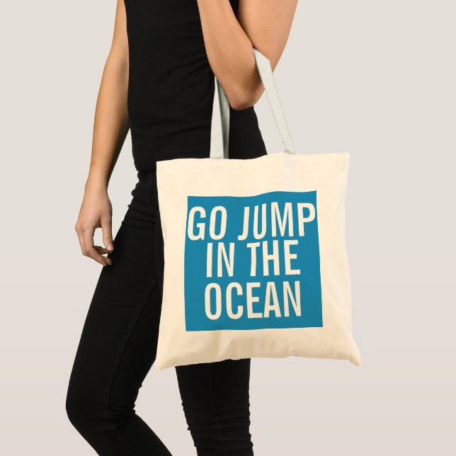 Go Jump in the Ocean Blue and White Weekender Tote Bag (Front (Product))