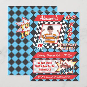 Go Kart Anniversaire Photo Insérer Invitations