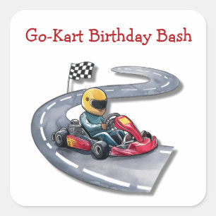 Go-Kart Birthday Bash Square Sticker