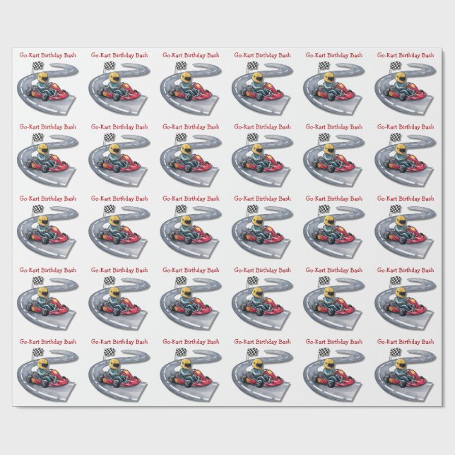 Go-Kart Birthday Bash Wrapping Paper (Flat)