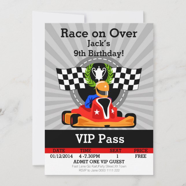 Go Kart Birthday Party Invitation (Front)