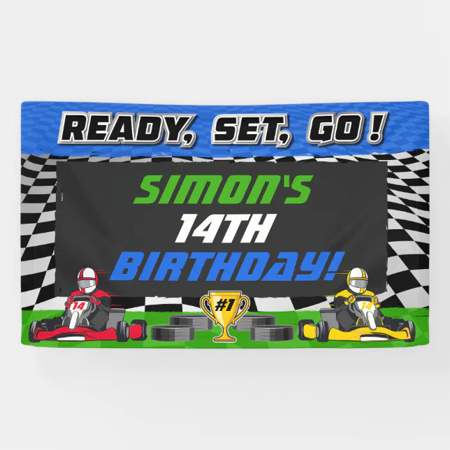 Go Kart Birthday Party Racing Banner | Zazzle