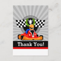 GO KART Birthday Party Thank You cards