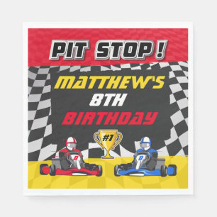 Go Kart Chequered Flag Birthday Napkin
