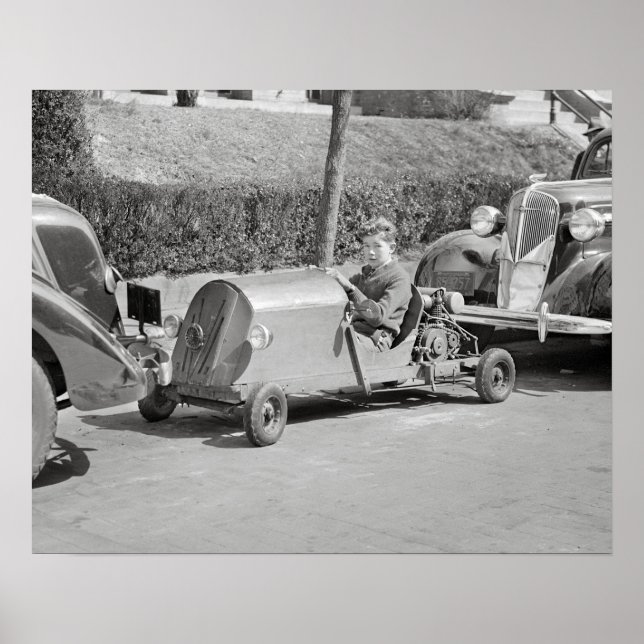 Go Kart Driver, 1937. Vintage Photo Poster (Front)