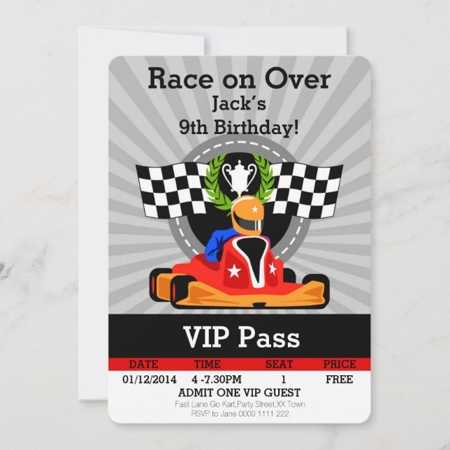 GO KART invitation anniversaire! (Devant)