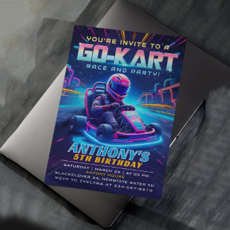 Go kart Race Birthday Party Invitation