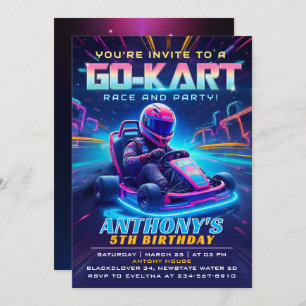 Go kart Race Birthday Party Invitation