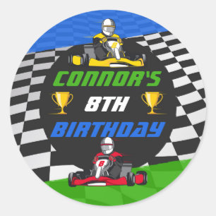 Go Kart Racing Car Birthday Party Classic Round Sticker