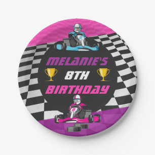 Go Kart Racing Car Girls Birthday Party Paper Plate