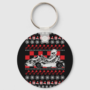Go Kart Racing Christmas Keychain