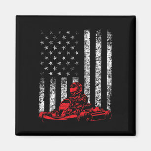 Go Kart Racing - Go Karting Usa American Flag Race Magnet