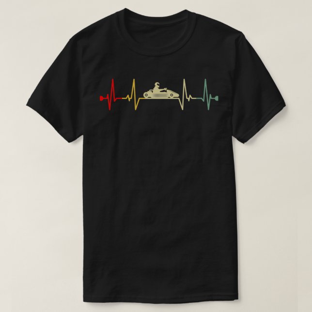 Go Kart Racing Heartbeat Retro T-Shirt (Design Front)