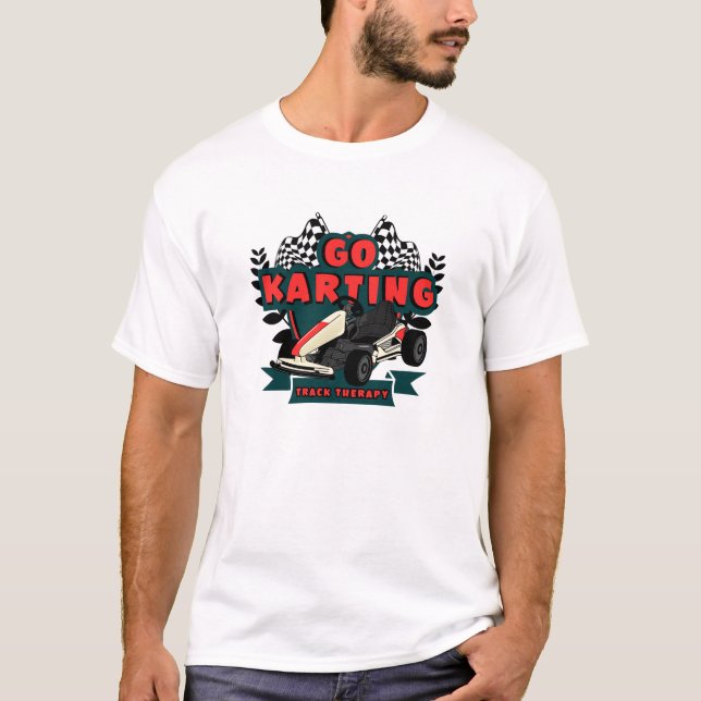 Go Kart Racing Shirt.Racing Tee,Chequered T-Shirt (Front)
