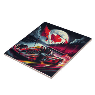Go kart racing under a moonlit Canadian sky Tile