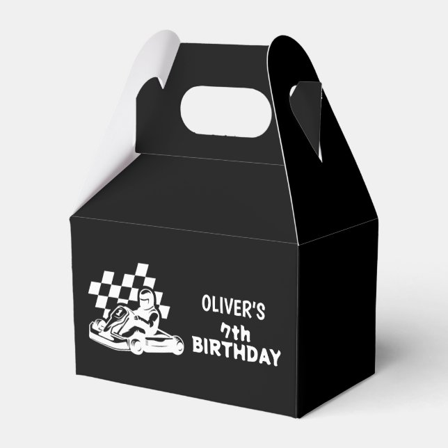 Go karting, racing car boy birthday  favor box (Front Side)