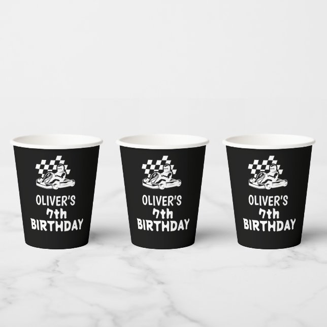 Go karting, racing car boy birthday  paper cups (Multi)
