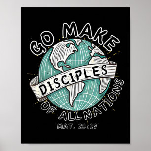 Go Make Disciples Of All Nations Retro World Map C Poster