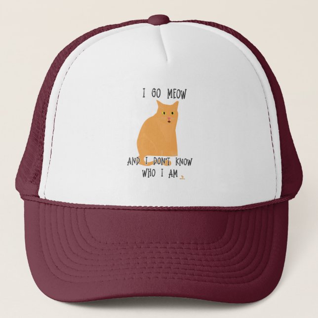 Go Meow Funny Cat Cartoon Fun Slogan Trucker Hat (Front)