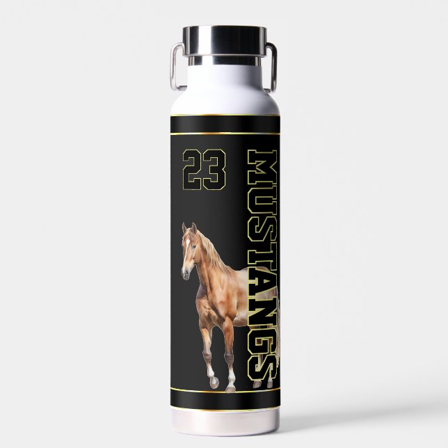 Go Mustangs! Personalized Kids Sports Team Thor Water Bottle (Front)