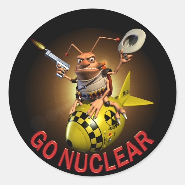 Go Nuclear Classic Round Sticker (Front)