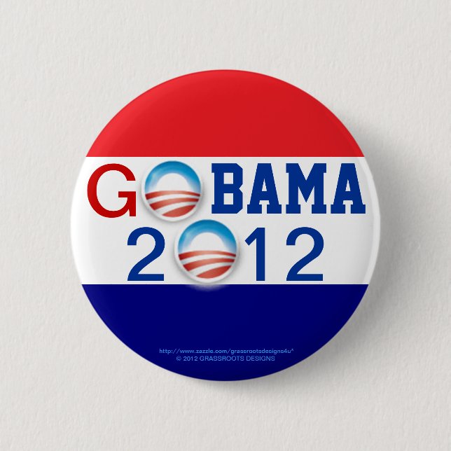 GO OBAMA 2012 3D Logo 2nd Term 2 Inch Round Button (Front)
