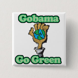 Go Obama Go Green 2 Inch Square Button