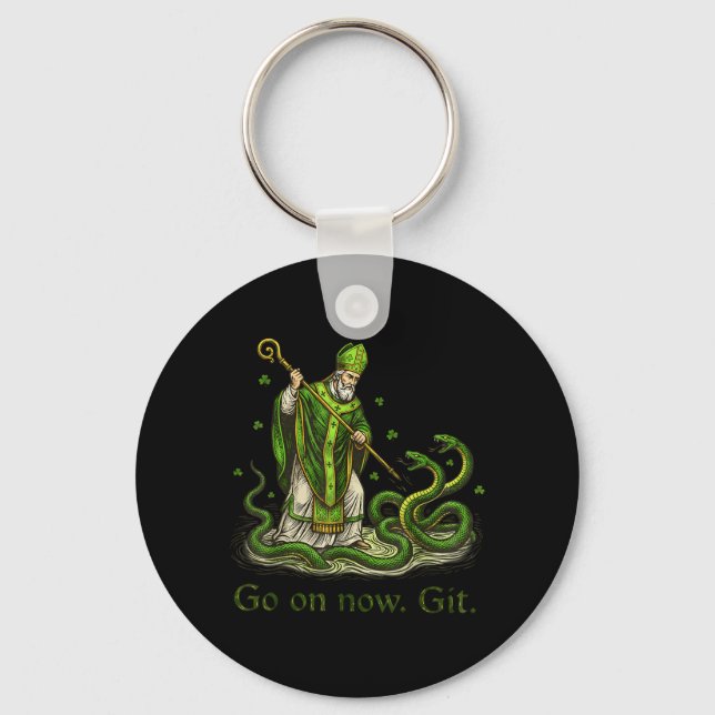 Go On Git St Patricks Day Irish Funny Saint Keychain (Front)