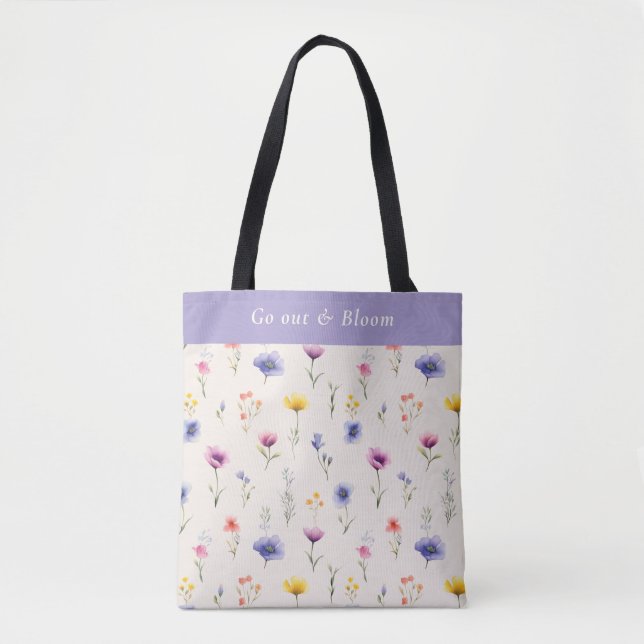 Go Out & Bloom Wildflower Personalized Tote Bag (Front)