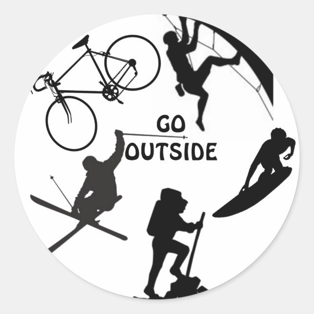 Go Outside Classic Round Sticker (Front)