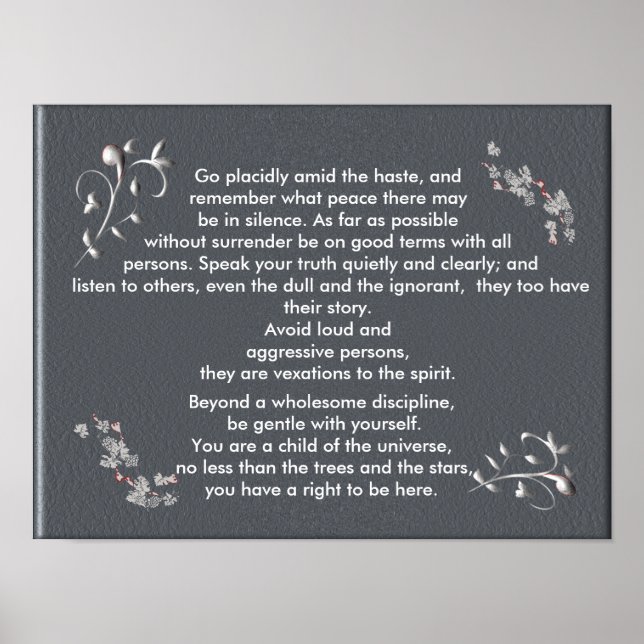 Go placidly amid the haste - art print (Front)