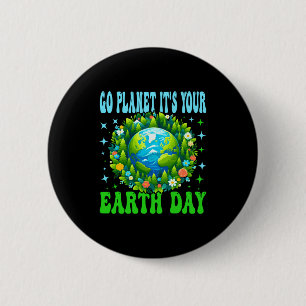 Go planet earth day cute earth nature lovers long 2 inch round button