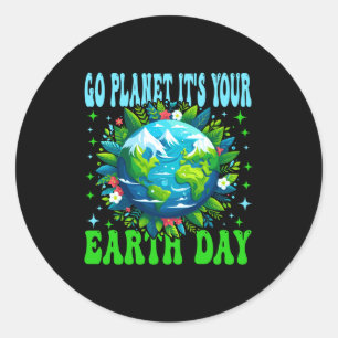 Go planet earth day cute earth nature lovers long classic round sticker