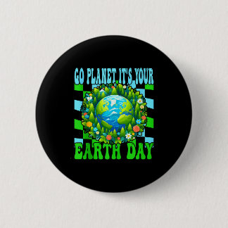 Go planet earth day cute earth nature lovers tank 2 inch round button