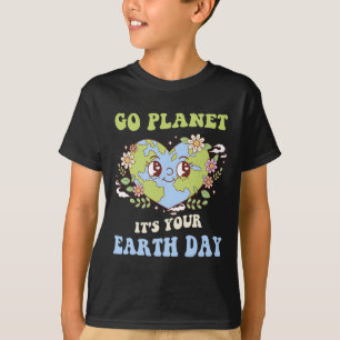 Go Planet Its Your Earth Day 2025 Teacher Kids Cut T-Shirt