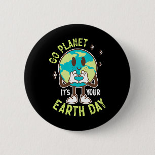 Go Planet Its Your Earth Day Cute Kawaii Earth Boy 2 Inch Round Button