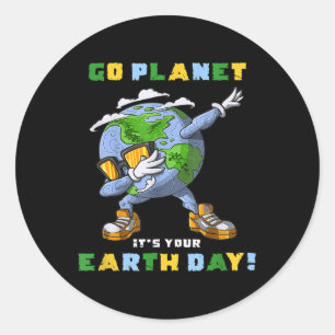 Go Planet Its Your Earth Day Dabbing Gift For Kids Classic Round Sticker