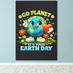 Go Planet It's Your Earth Day green Canvas Print