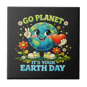 Go Planet It's Your Earth Day green Tile