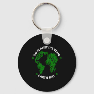 Go Planet Its Your Earth Day Green Vintage Earth T Keychain