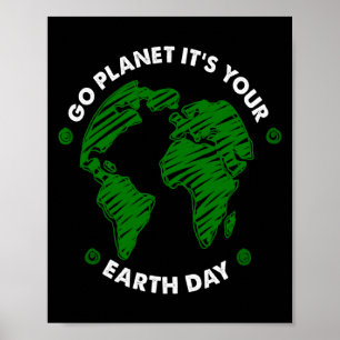 Go Planet Its Your Earth Day Green Vintage Earth T Poster