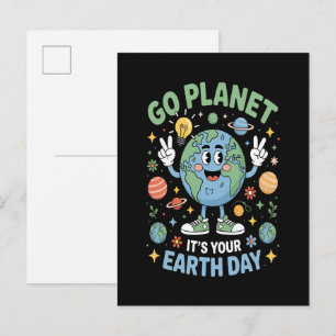 Go Planet Its Your Earth Day Invitation Postcard