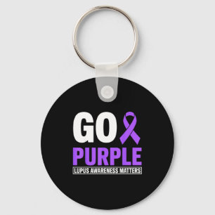 Go purple lupus awareness month ribbon sle support keychain